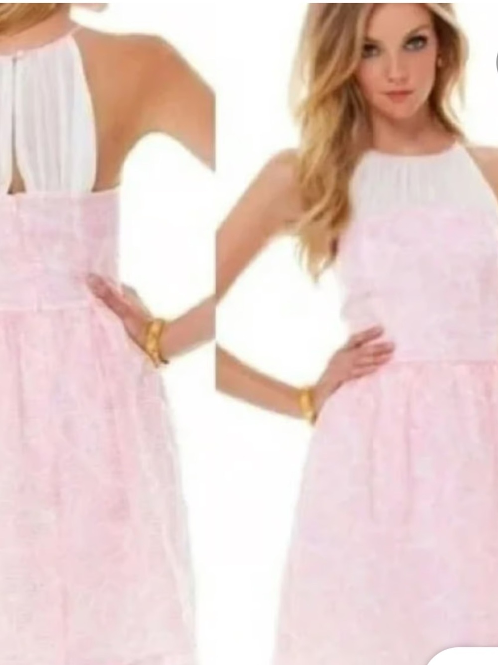 Lilly Pulitzer Pink & White Halter Fit-and-Flare Dress